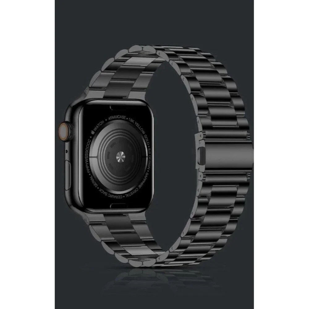 Lightweight Black Stainless Steel Band for Apple Watch Ultra 2, 46mm, Men & Wome